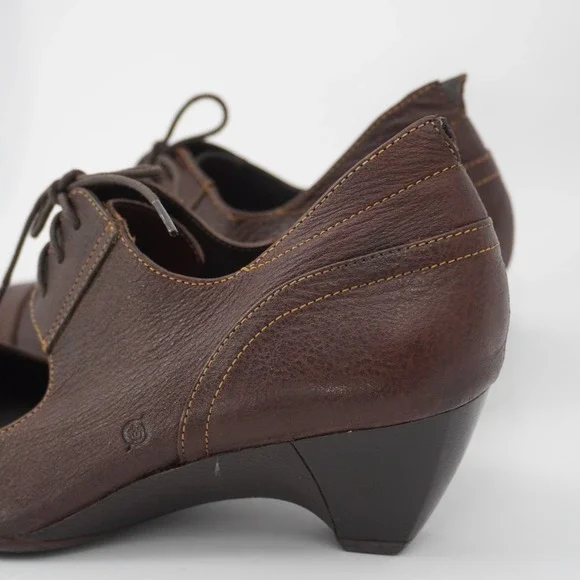 Born Mary Jane Oxford Heels Brown Lace Up Dark Academia Steampunk Lolita Size 10 - Picture 6 of 13